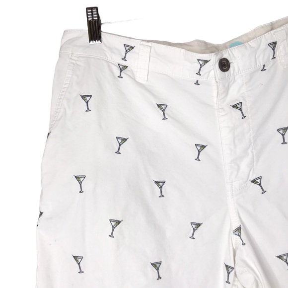 Tommy Bahama Men's Bermuda Shorts White Grey Martini Embroidered Cotton Blend - Picture 2 of 12